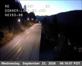 Caltrans camera: I-80 westbound at Donner Lake (Exit 180)