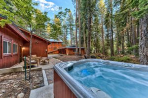 Hot tub next to Gregory Creek at Donner Lake Inn
